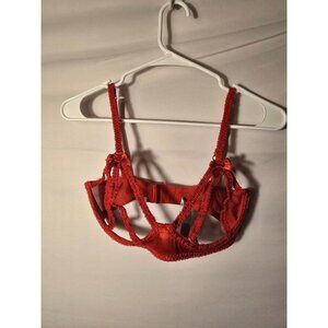 Savage Fenty Hot Sexy Red Bra Strappy Kinky Womens Size 34D